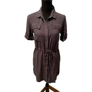 Topshop Button Front Short Sleeve Shirt Dress in Charcoal size 4